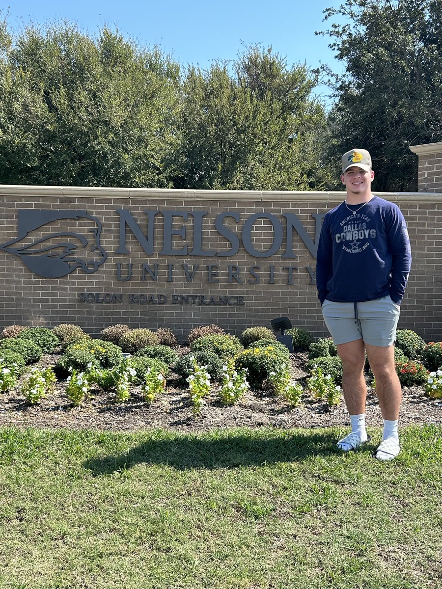 Christian Sanchez (@csanch_22) on Twitter photo Got to make a quick stop at <a href="/nelsonuedu/">Nelson University 🦁</a> on the way to Dallas today. Excited about what God has for my future and the possibility of playing football here!! <a href="/NelsonUFootball/">NELSON Football</a> <a href="/Coach_MacSAGU/">Blake McCulloch</a> <a href="/coach_hudgins/">Jared Hudgins</a> <a href="/Coach_Miller59/">Ryne Miller</a> <a href="/Coach_Alcantar/">Abel Alcantar</a> <a href="/Coach_Aviles/">Coach Aviles</a> <a href="/MarionTx_FB/">Marion Bulldog Football</a> Got to make a quick stop at <a href="/nelsonuedu/">Nelson University 🦁</a> on the way to Dallas today. Excited about what God has for my future and the possibility of playing football here!! <a href="/NelsonUFootball/">NELSON Football</a> <a href="/Coach_MacSAGU/">Blake McCulloch</a> <a href="/coach_hudgins/">Jared Hudgins</a> <a href="/Coach_Miller59/">Ryne Miller</a> <a href="/Coach_Alcantar/">Abel Alcantar</a> <a href="/Coach_Aviles/">Coach Aviles</a> <a href="/MarionTx_FB/">Marion Bulldog Football</a>