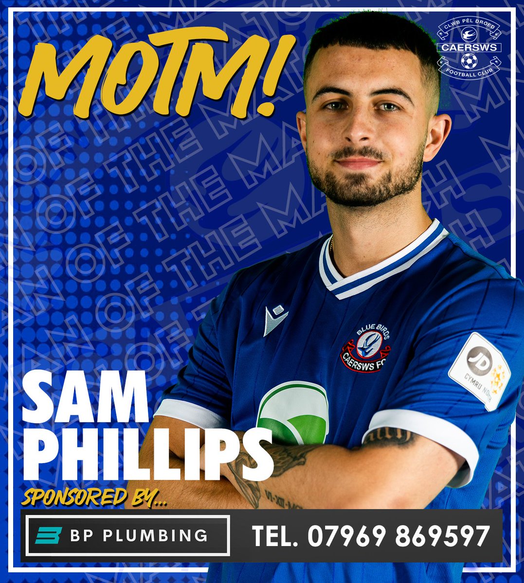 caerswsfc's tweet image. Another outstanding performance from Sam today, and another fully deserved MOTM award in our 3-0 win over Buckley. Congrats Sam #sws #bluebirds