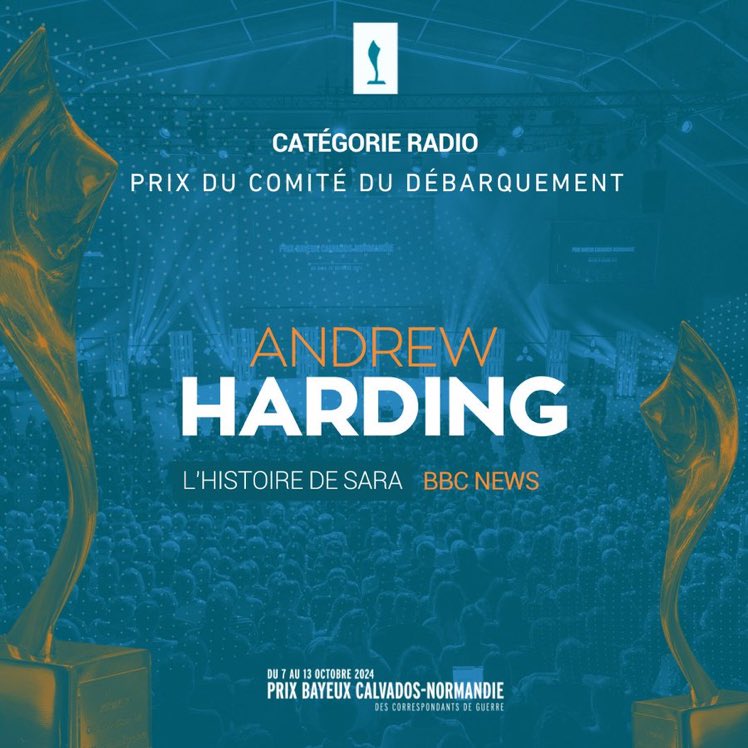 Paul Danahar (@pdanahar) on Twitter photo Congratulations to BBCâs <a href="/AndrewWJHarding/">andrew harding</a> who along with his colleagues in the BBCâs Paris bureau has won the Prix Bayeux radio award for his report on the migrant crisis entitled "Sara's Story"
#Palmarès #Awards #PBCN2024 #PrixBayeux #WarReporters Congratulations to BBCâs <a href="/AndrewWJHarding/">andrew harding</a> who along with his colleagues in the BBCâs Paris bureau has won the Prix Bayeux radio award for his report on the migrant crisis entitled "Sara's Story"
#Palmarès #Awards #PBCN2024 #PrixBayeux #WarReporters
