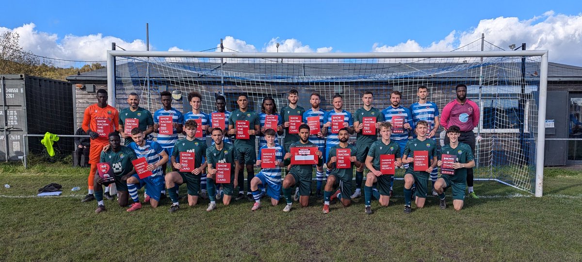 More important than any result today was to show what both clubs stand for! As two of the most diverse teams in the <a href="/ArdalSouthern/">Ardal Southern</a> East both ourselves &amp; <a href="/TreharrisAthFC/">Treharris Ath FC</a> firmly support the <a href="/theredcardwales/">SRtRC Wales | Cymru 🏴󠁧󠁢󠁷󠁬󠁳󠁿</a> Month of Action and will always stand against any and all forms Racism!