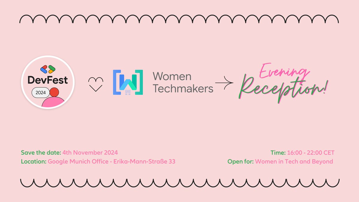 aimans_3's tweet image. Google Developer Groups Munich is hosting Women Techmakers Evening Reception 🍰 ☕ @ DevFest Munich 2024. Make sure to attend it on November 4. linkedin.com/events/womente…