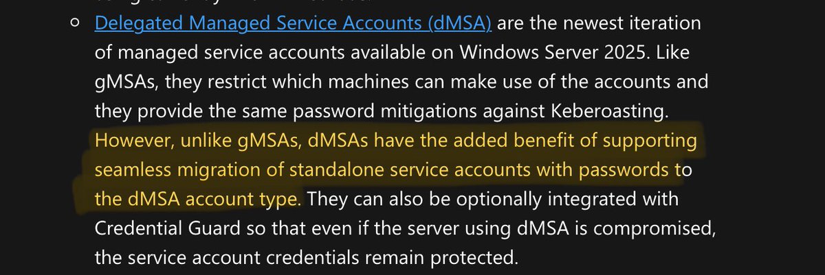 🛡️Server 2025 brings no improvements in Active Directory? That’s just not true and updating will help you to mitigate known attack vectors.

Hopefully companies will see those benefits and upgrade and plan migrations.

#dMSA #ActiveDirectory #Security

microsoft.com/en-us/security…