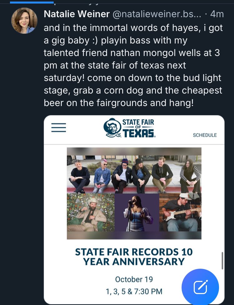 folks <a href="/natalieweiner/">Natalie Weiner</a> is making her dallas debut on stage (and her return to bass after a 10-year hiatus) 😎🤘🤠