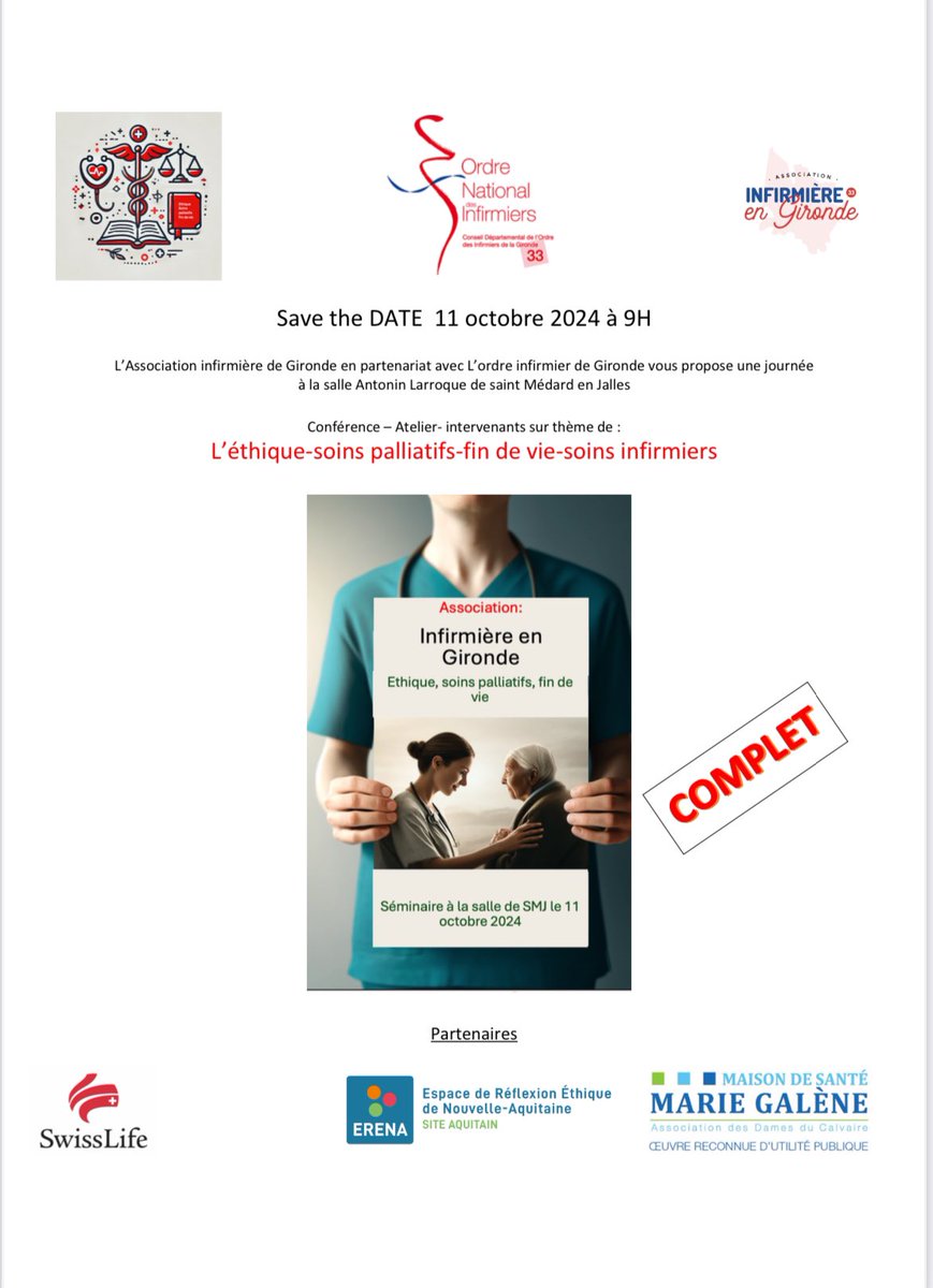 S’est déroulé ce vendredi un séminaire sur les soins palliatifs et la fin de vie. Devant une actualité sociétale et politique, quelle est la place des professionnels de santé ? 

Échange- débat-expert 

Merci aux intervenants 
Marie galene
ERENA
Mairie de saint medard en Jalles