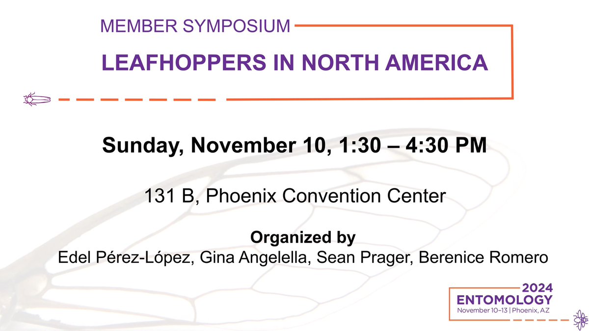 Edel Pérez-López (@edel_plopez) on Twitter photo Heading to Entomology 2024 (<a href="/EntsocAmerica/">Entomological Society of America</a>)?
Mark your calendars for our symposium on Leafhoppers in North America, happening November 10th! 🍂🪲 Don't miss it! #Entomology2024
Full program: entomology2024.eventscribe.net Heading to Entomology 2024 (<a href="/EntsocAmerica/">Entomological Society of America</a>)?
Mark your calendars for our symposium on Leafhoppers in North America, happening November 10th! 🍂🪲 Don't miss it! #Entomology2024
Full program: entomology2024.eventscribe.net
