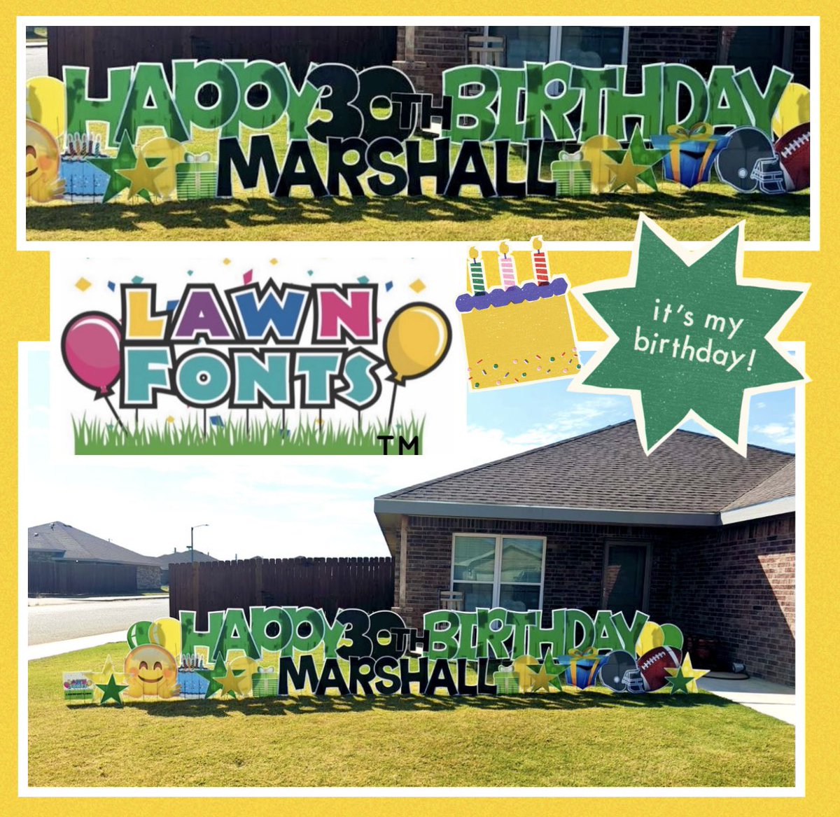 We love to celebrate birthdays! 🥳 Happy 30th! 🎉🎂 We deliver at night for a morning surprise! 🤩 Lawnfonts.com #celebrate #30thbirthday #surprise #yardsignrentals #sayitwithus #lawnfontslubbock