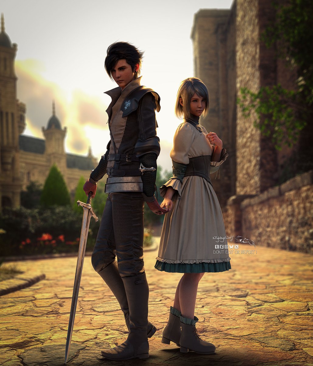 NightysWolf's tweet photo. The three stages in the lifes of Clive and Jill - from being raised in a noble house, to both being slaves and reunited as outlaws.

#CliveRosfield #JillWarrick #Clive #Jill #FF16
#FFXVI #FinalFantasyXVI #FinalFantasy16
#Cliji #Warfield https://t.co/nna8m0gh4w