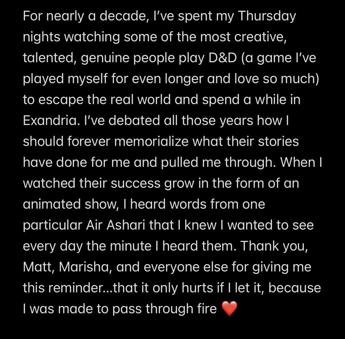 kelsey_gideon's tweet photo. Thank you for giving us Keyleth, @Marisha_Ray, and for giving me this reminder ❤️. Forever thankful for you, @matthewmercer, and the rest of the @CriticalRole cast for all the adventures you’ve taken us on over the years. 🫶🏻#TheLegendofVoxMachina @LVMandM9onPrime https://t.co/4KVUzvCk05