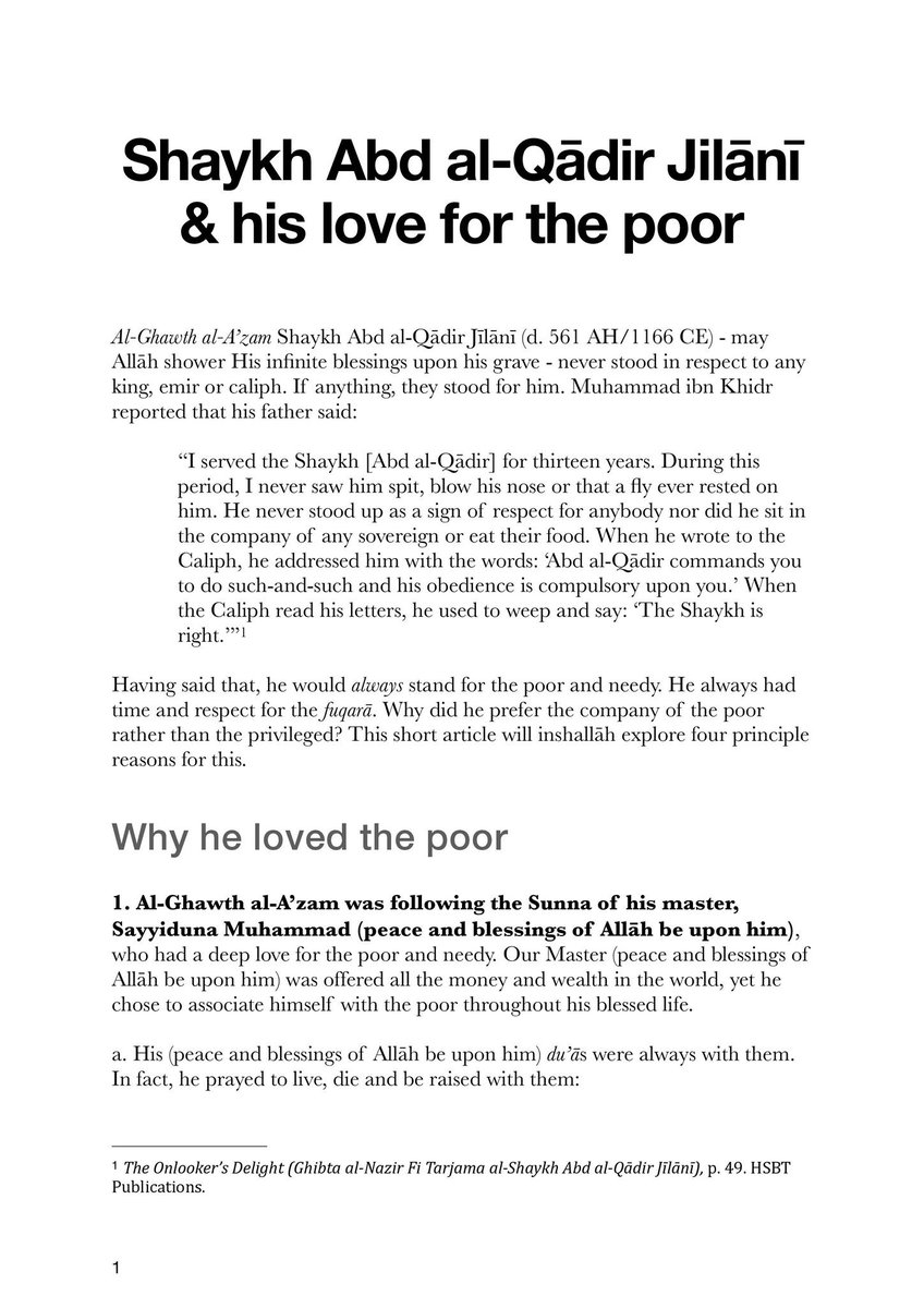 Hafiz_Ather's tweet image. Why Shaykh Abd al-Qadir Jilani (may Allah shower His blessings on his resting place) loved the poor &amp;amp; underprivileged

A four-page read, suitable for all ages | Please read &amp;amp; share, Jazakallah!!