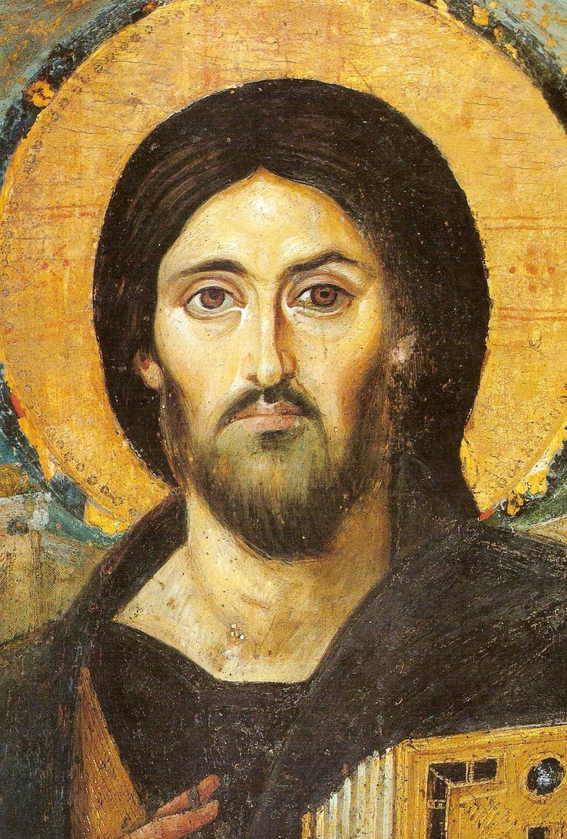 MatiasSchrank's tweet photo. Y aunque es difícil establecer un registro antiguo, parece que el sudario podría haber tenido un impacto en el arte mucho antes de 1354.

Los iconos bizantinos, como el Pantocrátor del Sinaí (siglo VI), parecen sorprendentemente similares. Antes de este icono, no existía una forma estandarizada de representar a Cristo en el arte.