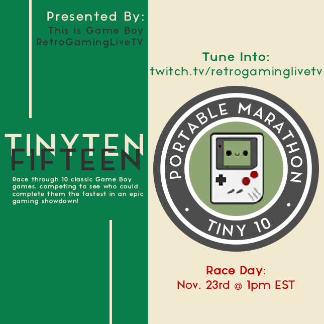 retrogaminglive's tweet photo. The Tiny Ten #15 list is here! What game is your favorite? Which one are you dreading? 

We can wait to see you all practicing! Race day is November 23rd at 1pm ET! https://t.co/2tzw6LARko