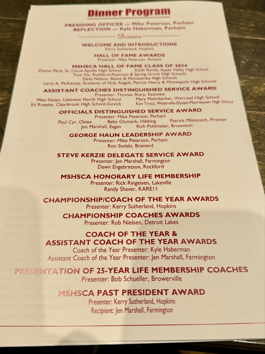 Congratulations to an amazing slate of coaches, officials and supporters here at the <a href="/mshsca/">MSHSCA</a> Annual Awards Banquet! Thank you all for all that you do for our student athletes. #Commitment #Leadership #Excellence @MSHSLjohn