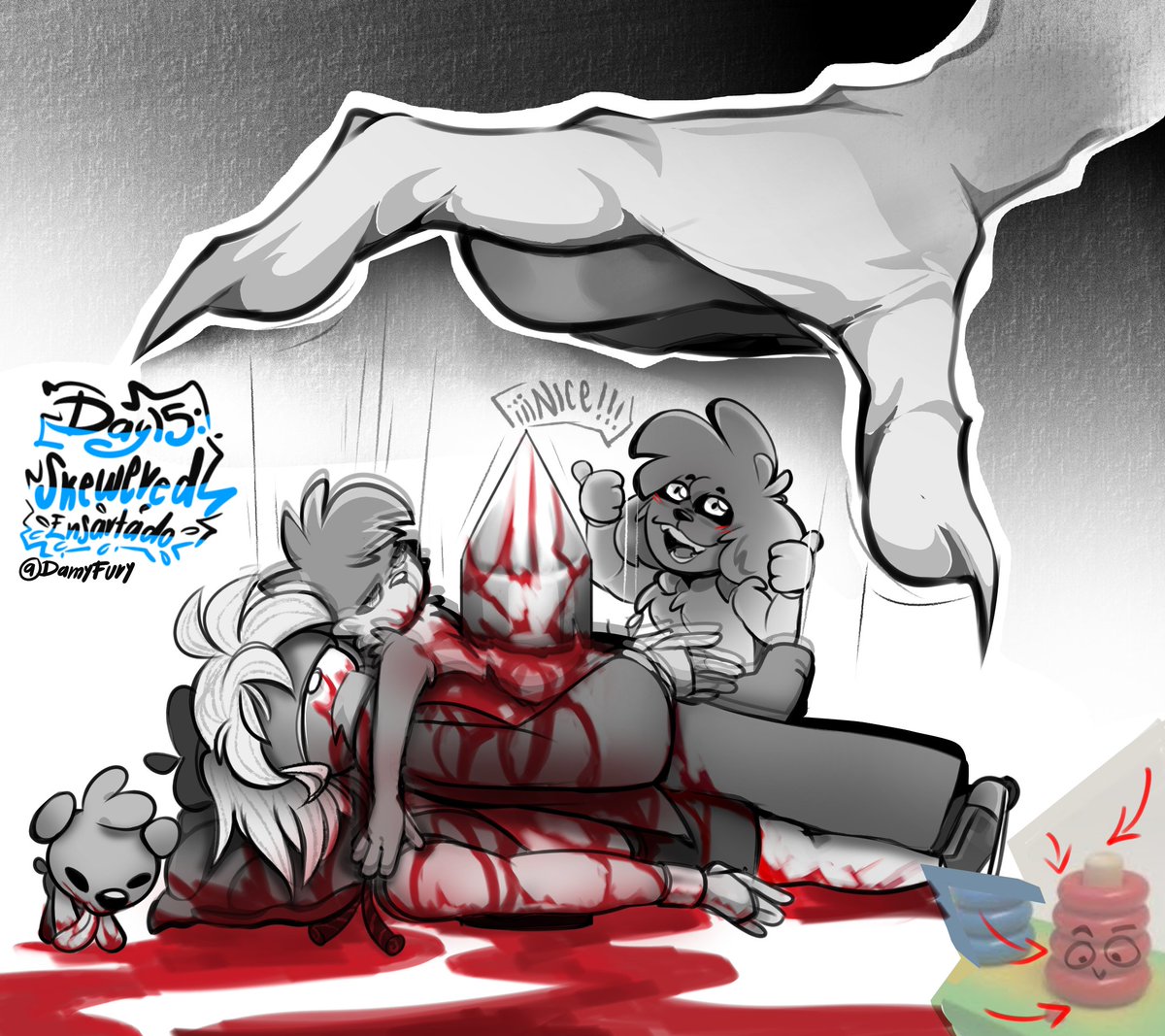 🩸GoreTober🩸
Day 15: Skewered (Ensartado)
[⏳Fury Pasado: que ganas de dibujar mikexe y a la mera hora no saber que dibujar Jjajsaj].
#CoMPaS #goretober #goretober2024 #inktober2024 #LPDM