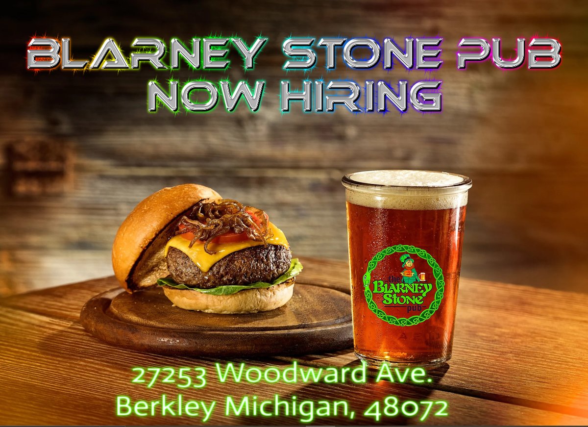 BlarneyStonePub's tweet photo. Now Hiring full time night cook.  
https://t.co/arkLBhsW6d
27253 Woodward Ave.
Berkley, Michigan 48072
248-951-2155 https://t.co/ertwgTeGgx