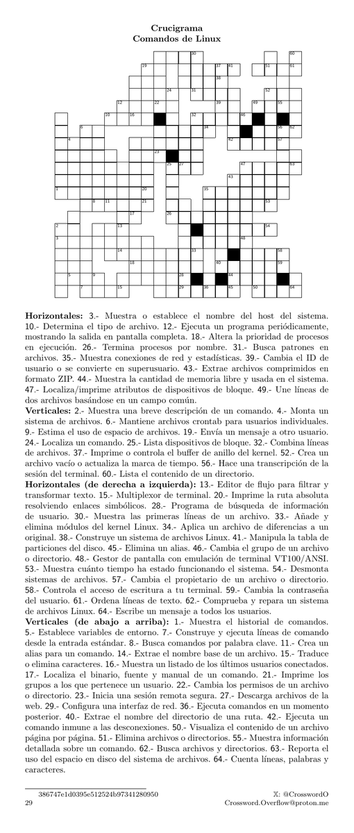 CrosswordO's tweet image. ¿Cuánto sabes de Linux? Pon a prueba tus conocimientos con nuestro nuevo crucigrama sobre comandos. ¡Acepta el desafío! #Linux #crucigrama #tecnología #programación #386747e1d0395e512524b97341280950