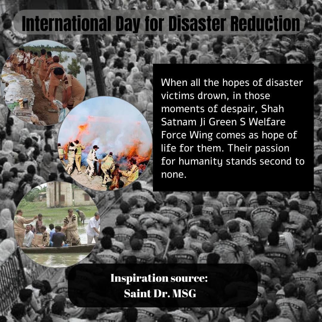 PrernaInsa1's tweet photo. Whether facing floods, fires, earthquakes etc.  , the volunteers of Shah Satnam Ji  Green S Welfare Force Wing protect the lives of over their own.
#DRRDay
#DisasterManagement
#DisasterRiskReduction 

Dera Sacha Sauda 
Saint Dr MSG Insan https://t.co/pvZQdycL6r
