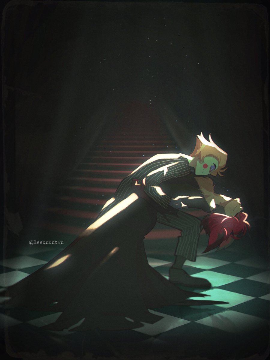 Reeunknown's tweet photo. "It would be beguiling to be on the moon with you cara mia. Especially if we landed on the dark side."🥀 
#HazbinHotel 
#radioapple https://t.co/Nz495GzAfy