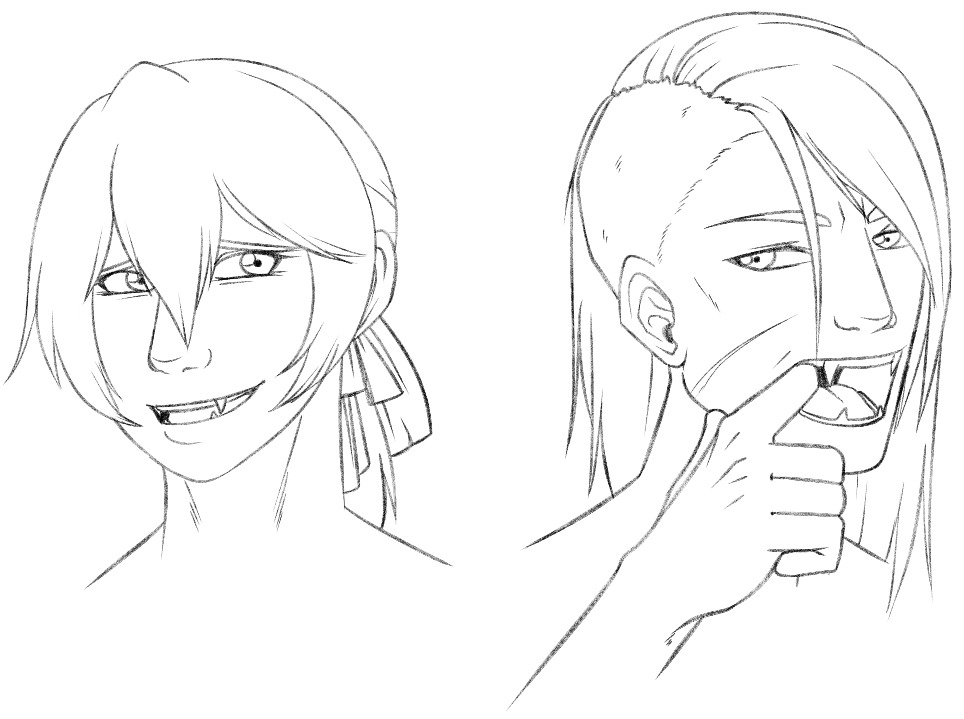 SpeckledWing's tweet image. gave into the urge to see my twins with fangs;; bear them like coeurls