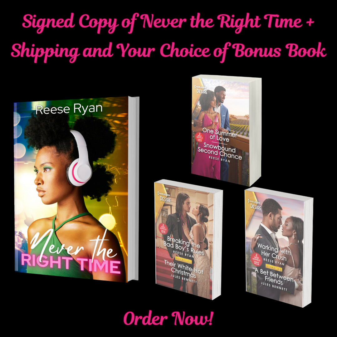Want a signed copy of my second chance, celebrity romance set in Atlanta, NEVER THE RIGHT TIME, with $0 shipping cost PLUS a bonus book of your choice? Reserve your copy here: bit.ly/ReeseRyanSigne…