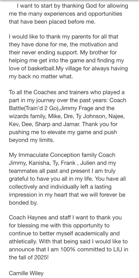 Camille “Millz” Wiley (@camille_wiley23) on Twitter photo 100% COMMITTED 
<a href="/CoachHaynesLIU/">Coach Haynes</a> <a href="/LIUwbb/">LIU Women’s Basketball</a> <a href="/CoachJKreie/">Jimmy Kreie</a> <a href="/Kanisha1991/">Kanisha Wiggins</a> <a href="/CoachTYwhs/">Coach Ty</a> <a href="/PCam88zay/">P R</a> <a href="/TeamSharp23/">Coach Sharp</a> <a href="/MikesSportsMF/">Michael Famosa</a> 
<a href="/najeedurant/">Stewie G.</a> <a href="/Coach_Daaiyah7/">Coach Dee</a> <a href="/DRETHETRAINER5/">Andre Dabney</a> <a href="/jersey_wizards/">New Jersey Wizards Basketball</a> 100% COMMITTED 
<a href="/CoachHaynesLIU/">Coach Haynes</a> <a href="/LIUwbb/">LIU Women’s Basketball</a> <a href="/CoachJKreie/">Jimmy Kreie</a> <a href="/Kanisha1991/">Kanisha Wiggins</a> <a href="/CoachTYwhs/">Coach Ty</a> <a href="/PCam88zay/">P R</a> <a href="/TeamSharp23/">Coach Sharp</a> <a href="/MikesSportsMF/">Michael Famosa</a> 
<a href="/najeedurant/">Stewie G.</a> <a href="/Coach_Daaiyah7/">Coach Dee</a> <a href="/DRETHETRAINER5/">Andre Dabney</a> <a href="/jersey_wizards/">New Jersey Wizards Basketball</a>