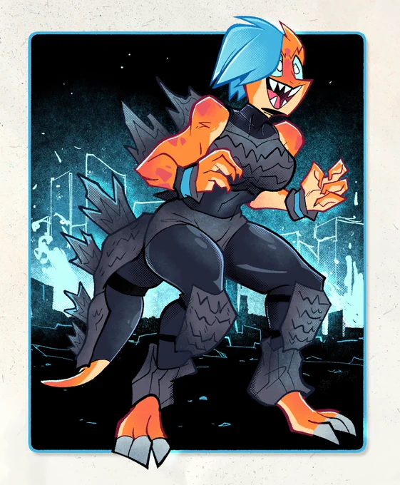 Audrey's Godzilla costume 