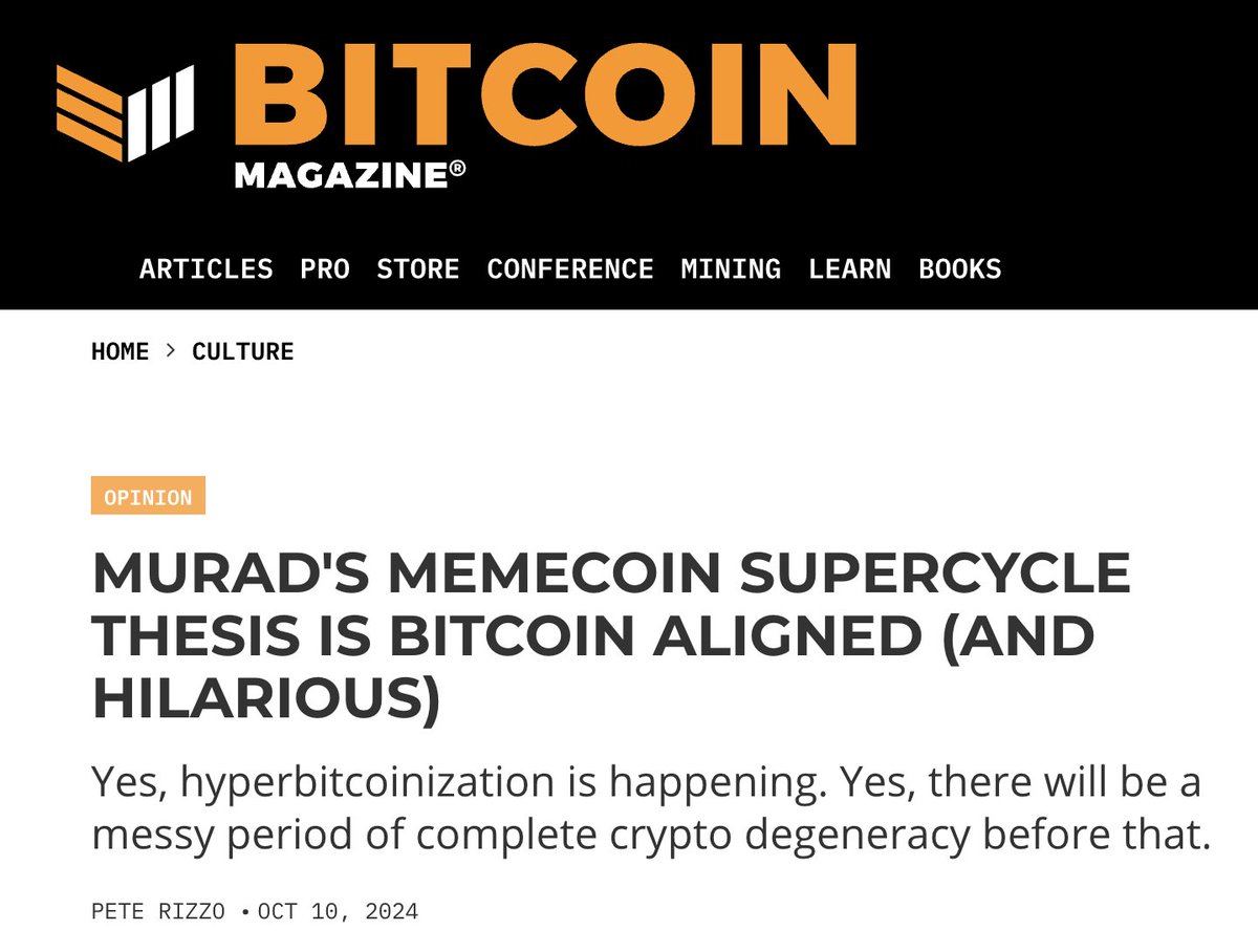 Smart Bitcoiners understand that Hypermemecoinization paves the way for  Bitcoin. Memecoins are more Bitcoin-aligned than Altcoins.