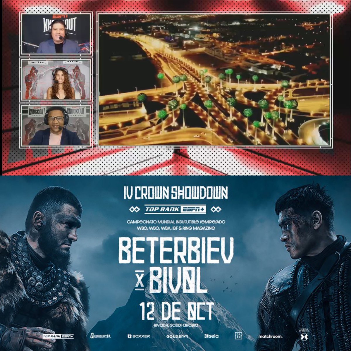 ChavaESPN's tweet photo. Arrrrrrancamos ya en ESPN+ con #BeterbievBivol en compañía de @mariale_esp e #IvanCalderon https://t.co/DKmjkHrd5D