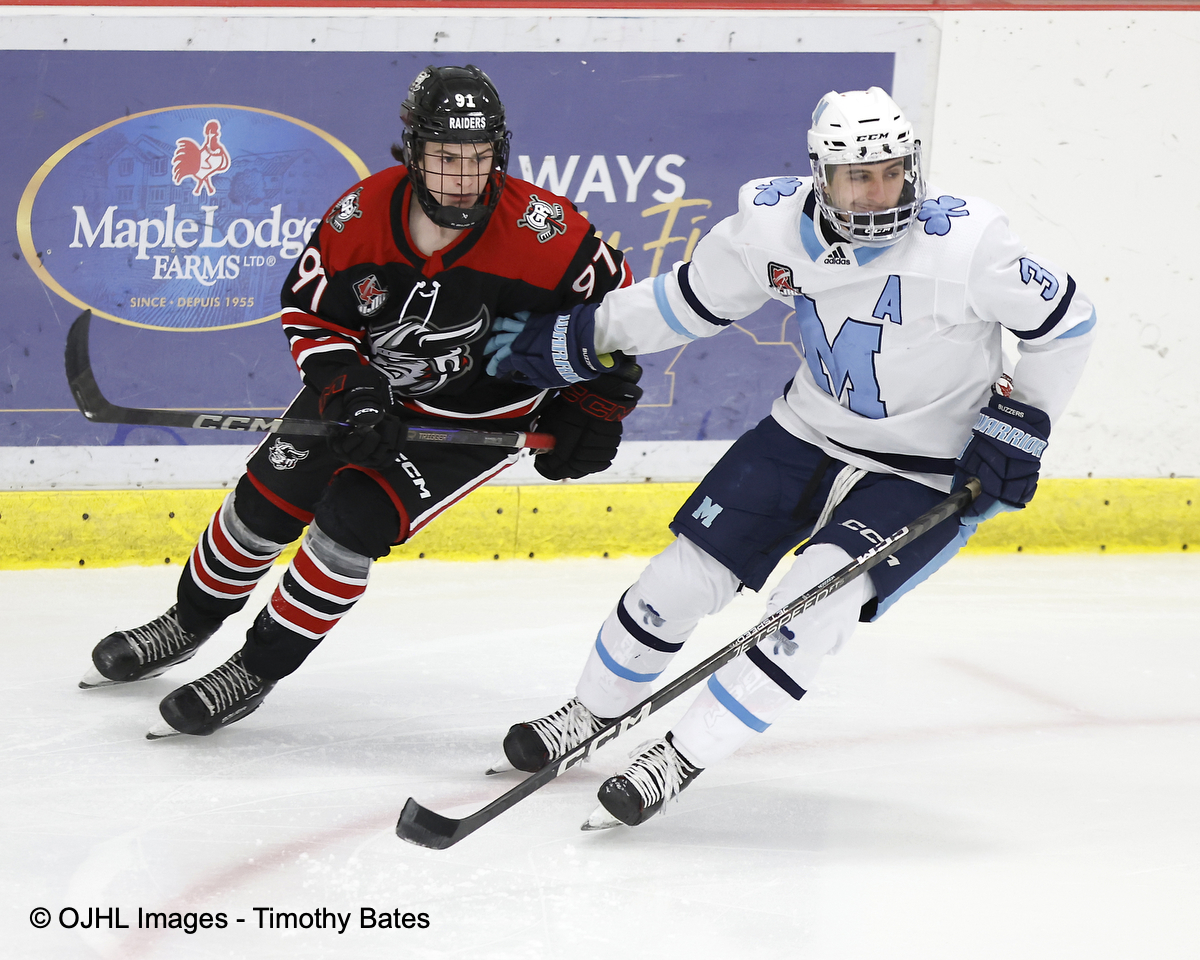 OJHLOfficial's tweet photo. After one complete the score from Georgetown is 2-0 for the Raiders @OJHLRaiders @stmbuzzers @OJHLOfficial #juniorhockey #gameaction #officialphoto #hockey #1stperiod https://t.co/Xs8gSPLrRs