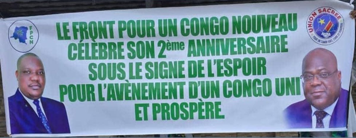 Le FRONT POUR UN CONGO NOUVEA ( FPCN) place son deuxième anniversaire sous le signe du soutien aux FARDC et  aux populations de l'Est du pays victimes de l'agression rwandaise.
Parti de l'Union sacrée de la Nation, il reste rangé derrière le Président de la République