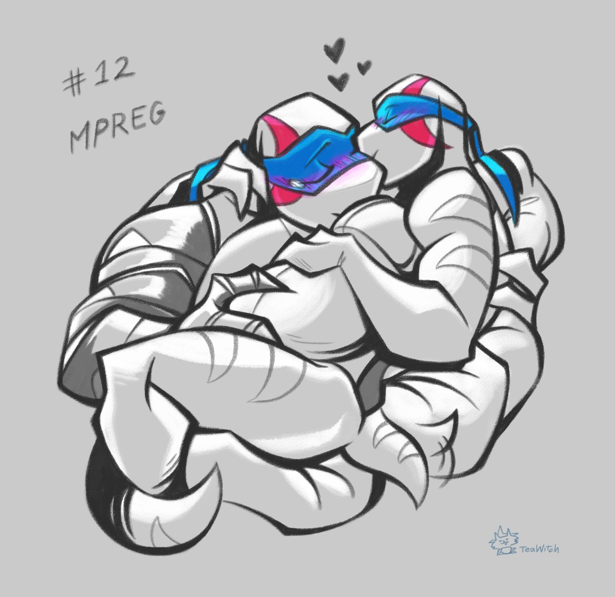 #TCEST #TCESTober2024 Day 12. Ovi/Mpreg 🧺

After all that teasing and heavy business, the sliders needed something soft and sweet inbetween - so have some F!Leo smothering his gravid mate with love and kisses.💙