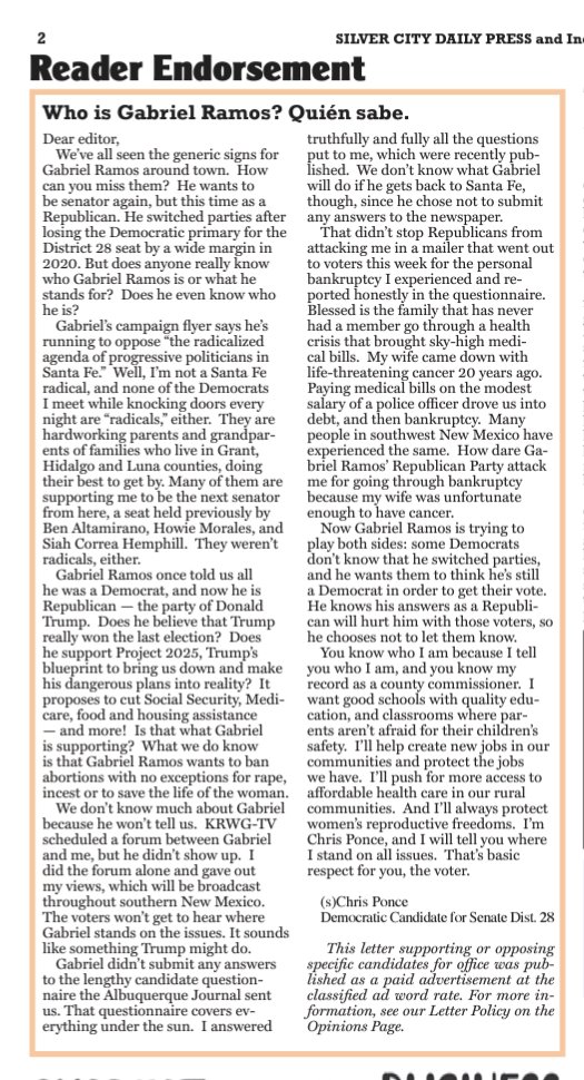 Before people vote for who will represent us in the Senate District 28, there's some important things they need to know about my Republican opponent. Please share this piece by me far and wide to family, friends and neighbors.