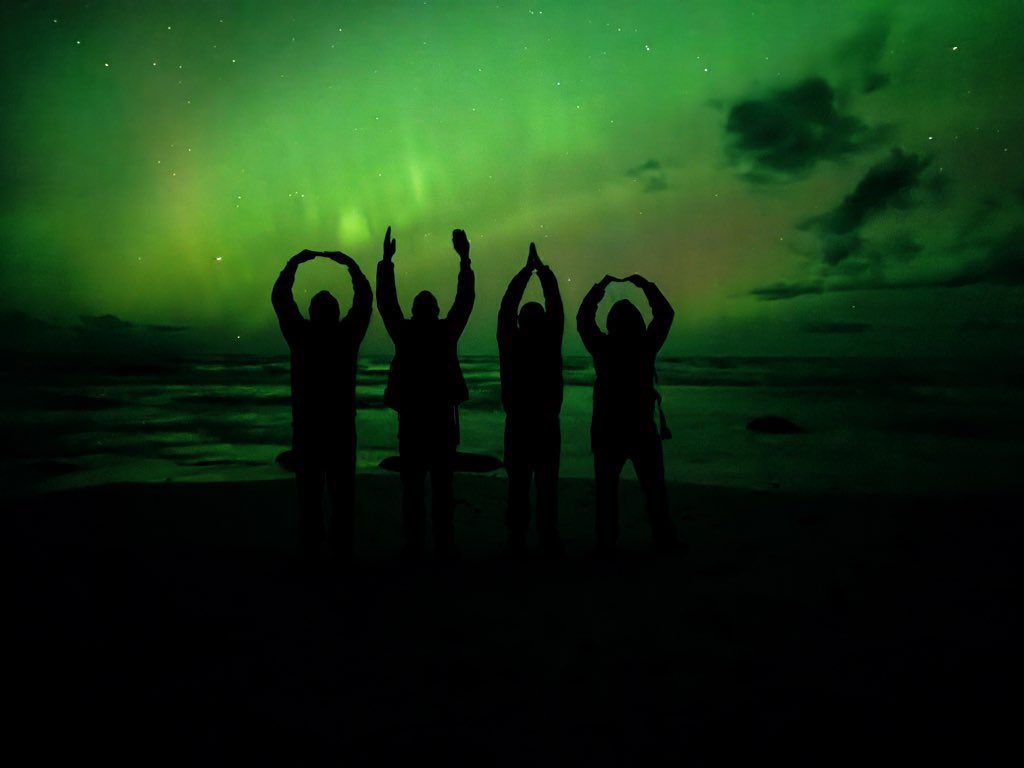Tbeal87's tweet photo. @OhioStAthletics My friends and I on Lake Superior under the aurora the other night #GoBucks  #northernlights https://t.co/CXPey9Lr0Y