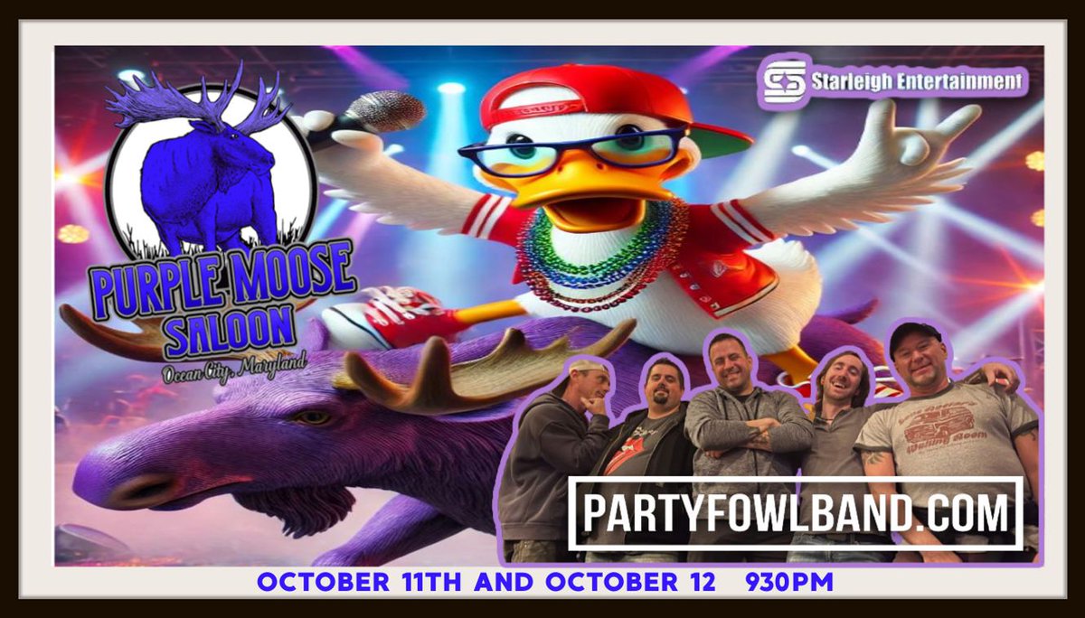 Tonight <a href="/partyfowlband/">Party Fowl Band</a> rocks out at <a href="/purplemooseoc/">purplemoosesaloon</a> 10pm!! @starleighent