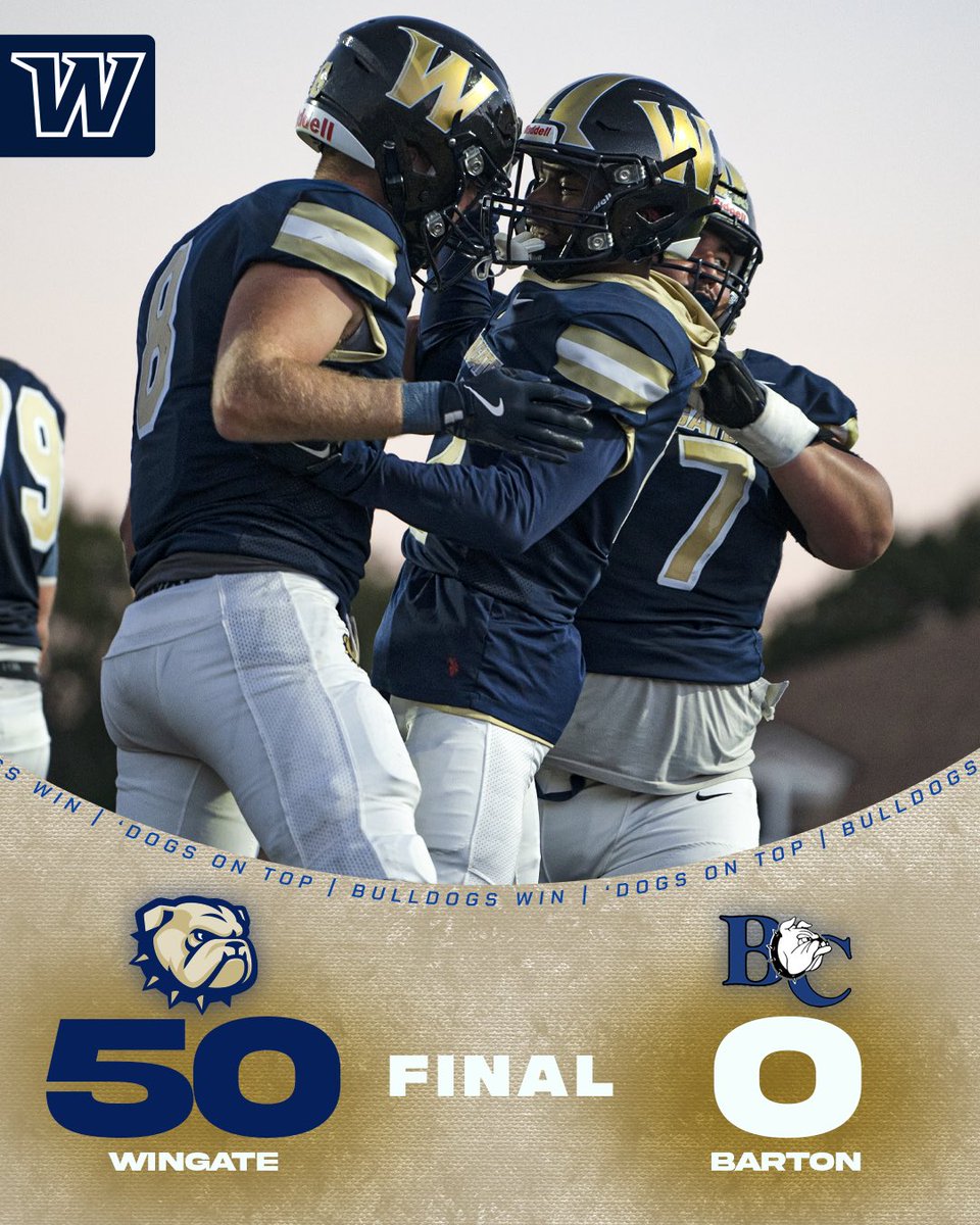 Wingate Bulldogs (@wu_bulldogs) on Twitter photo BULLDOGS WIN!!!!!!
Back-to-back shutouts for <a href="/WingateFb/">Wingate Bulldogs Football</a>
The ‘Dogs forced 7 turnovers & held Barton just 81 yards of offense!
Brandon Perry forced a fumble, recovered a fumble and had an interception; Best had 5 tackles, an interception & a fumble recovery
#OneDog BULLDOGS WIN!!!!!!
Back-to-back shutouts for <a href="/WingateFb/">Wingate Bulldogs Football</a>
The ‘Dogs forced 7 turnovers & held Barton just 81 yards of offense!
Brandon Perry forced a fumble, recovered a fumble and had an interception; Best had 5 tackles, an interception & a fumble recovery
#OneDog