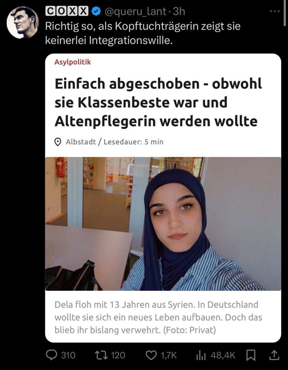 Ahmad__Ahmad02's tweet photo. Religionsfreiheit Art 4 Grundgesetz. 
Integrier dich mal, müsste man wissen. 🇩🇪 https://t.co/9d96td5F8Q