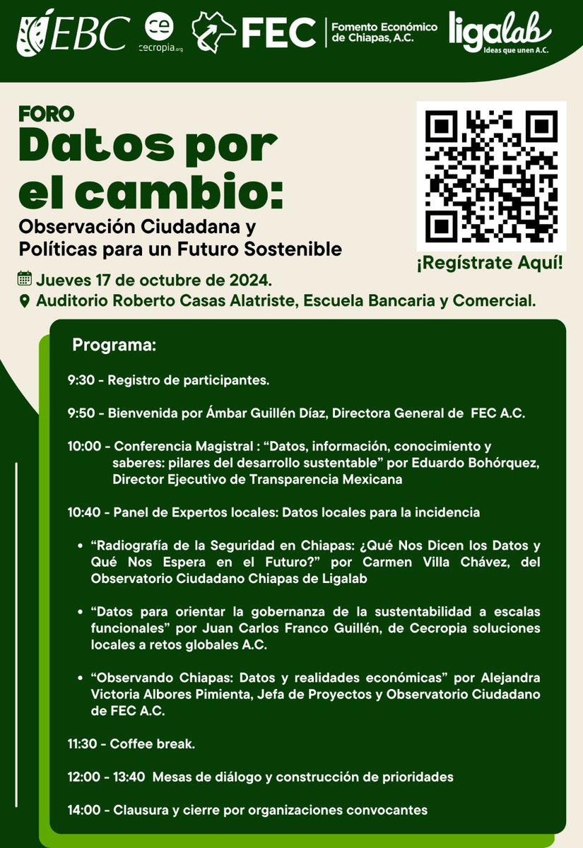 serintegralchis's tweet photo. Te invitamos a participar en el Foro Datos por el Cambio: Observación Ciudadana y Políticas para un Futuro Sostenible Registro aquí: https://t.co/0ejlr6xjog
#DatosPorElCambio #ObservaciónCiudadana #FuturoSostenible #Chiapas #PolíticasPúblicas https://t.co/FAE4BXtosd