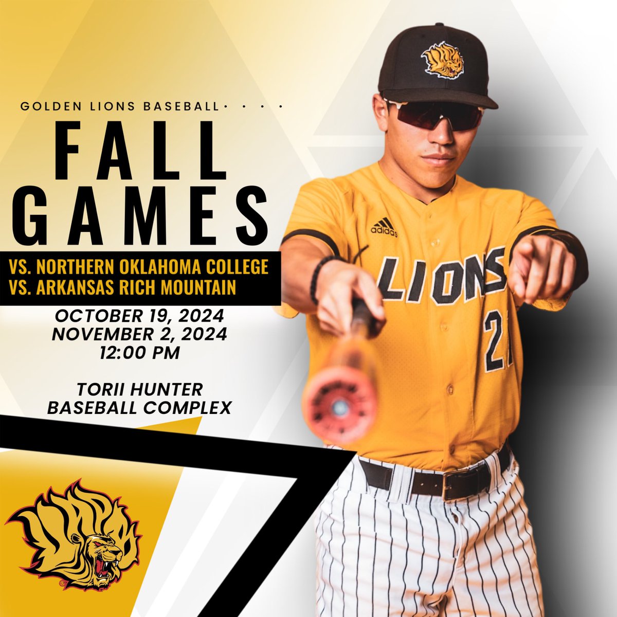 starting next week, we 𝐏𝐋𝐀𝐘 𝐁𝐀𝐋𝐋 in the 𝐅𝐀𝐋𝐋 🤩

Join us for Fall Ball action next week at Torii Hunter Stadium, beginning at 12:00 P.M. 🦁⚾️