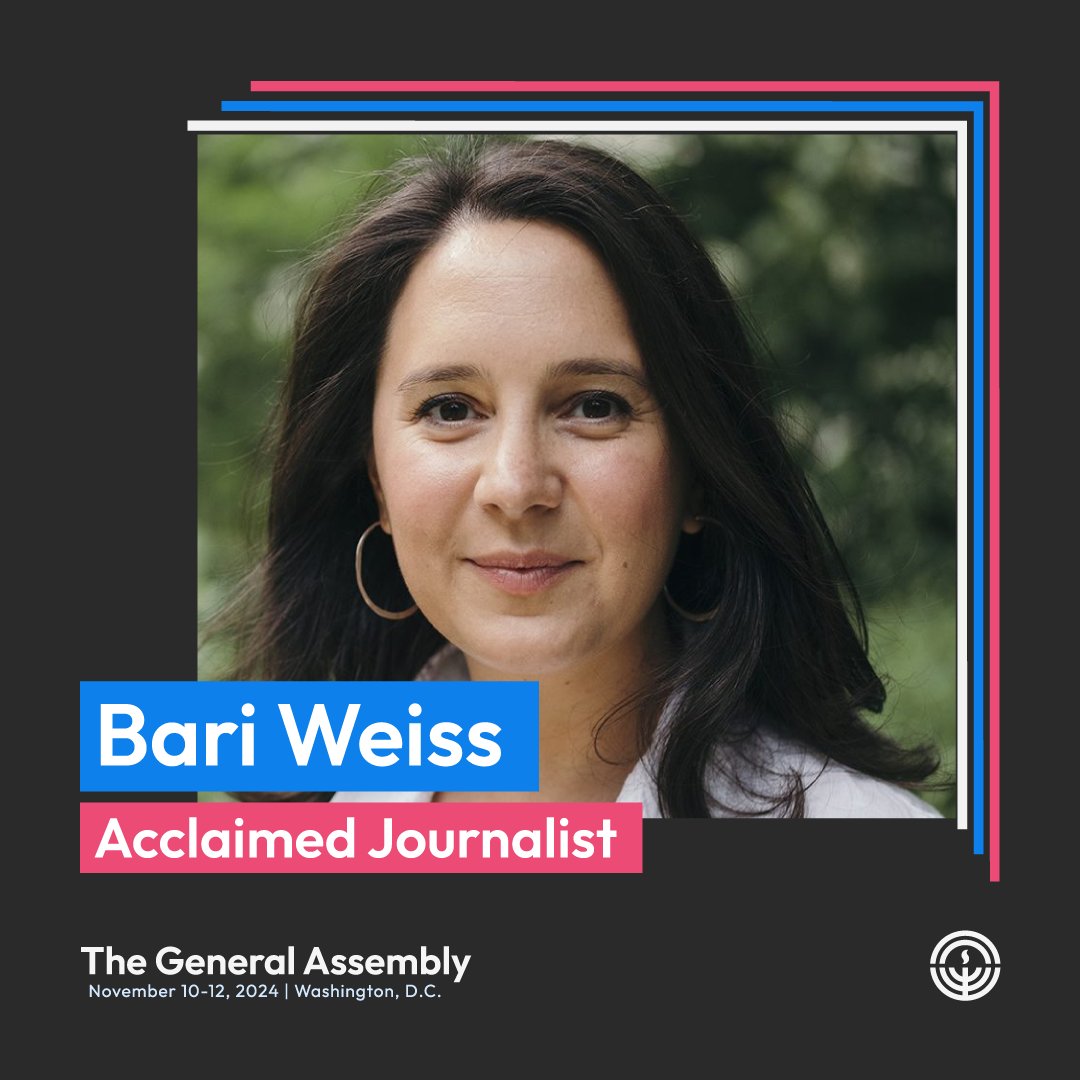 jfederations's tweet photo. We’re excited to announce Bari Weiss and Hen Mazzig as featured speakers at The General Assembly! Don’t miss their insights on global Jewry, social media advocacy, and Israel’s messaging war. Check out the full speaker lineup and register today! https://t.co/zITJVkDI91 https://t.co/N6JZU3unuf