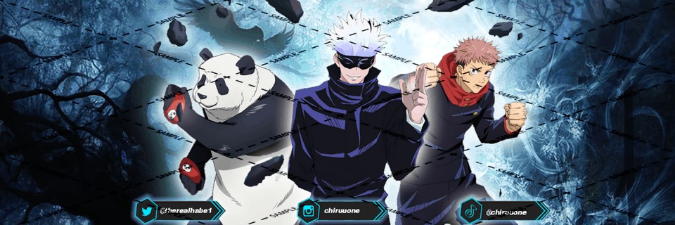 Polypro_Visuals's tweet image. Completed the classy styling Jujutsu and 2 more characters Banner for my client &quot;chiruuone&quot; based on his details for his twitch and Twitter account.🧊 😇
#twitterart #twitch #banner #jujutsu #3characterbanner #illustrationart #satisfied #tagart #Commission #clientwork #artwork