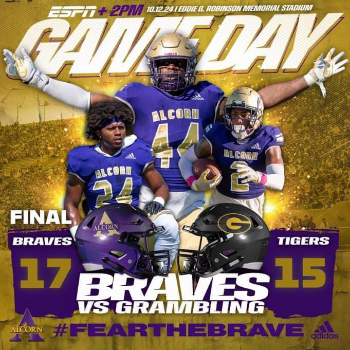 AlcornStateU's tweet photo. Another Day, Another Win! Geaux Braves! #FeartheBrave https://t.co/mIXzHLYtQt