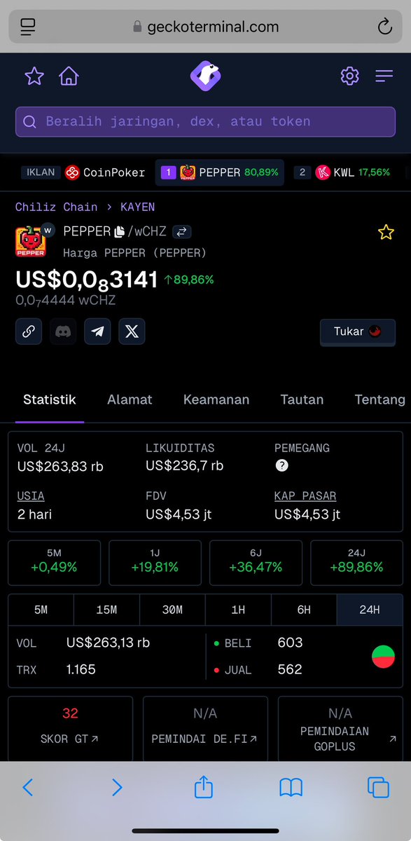 Putra_Shot's tweet photo. #Gateio is a picture of $PEPPER that will be Pumped SOON’ buy it on DEX all Exchanges will have supported Airdrop for $CHZ holders ! this is familiar right ? yes this is like $FLOKI and $CAT simon’sCat ! this is a GOOD game !
$CAT Mcap 180m 👀
$PEPPER $4M 😱🚀
$CHZ $BTC $SOL $ETH $BNB $SPX $BOME $PENG $DOGGO $DOGE $FTT $JUV $BAR $ATM $CITY $KCS $ENA $WLD $SUSHI $POL $GHX $BILLY $MX $GT $ZEC $BLZ $IOTA $SLERF $YFI $BGB $BWB #MEME #Uptober