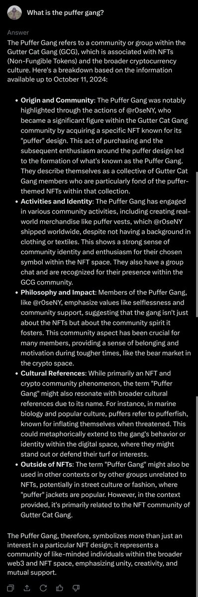 thepuffergang's tweet photo. Looks like @grok knows all about us.

PG forever. https://t.co/PjPpOMFk2R