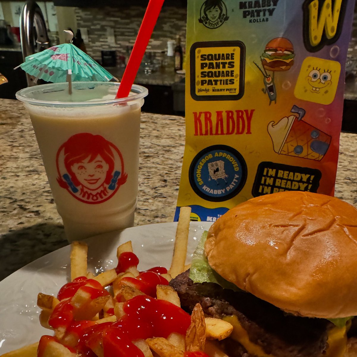 BillRileyAuthor's tweet photo. Feeling nostalgic, I tried the Wendy’s Krabby Patty Meal. Yum! Even better with a liberal amount of tasty rum and a cocktail umbrella in my frosty. (Not included). 

#wendys #bacardi #writerslife https://t.co/BJbQobk3Ih