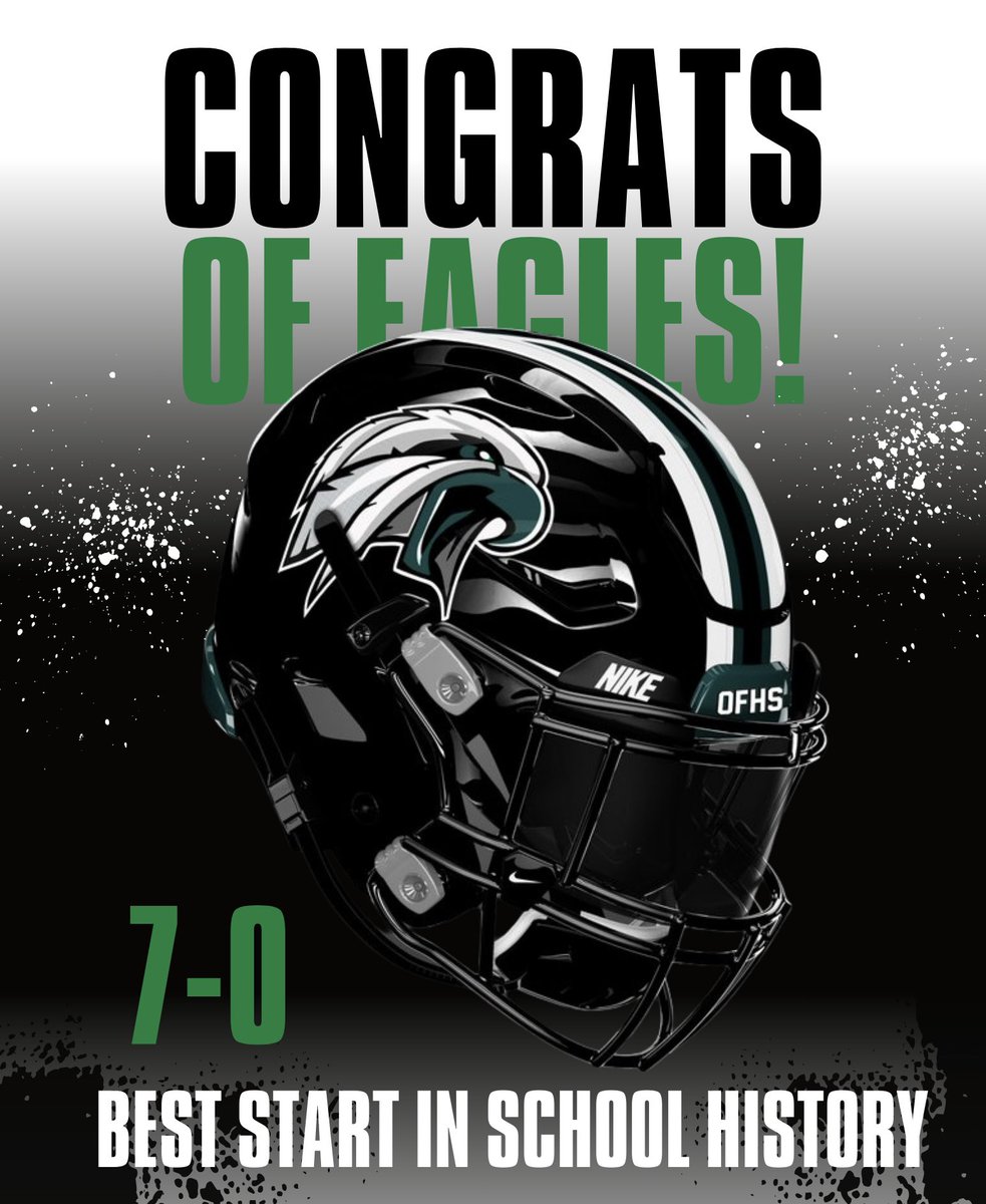 For the first time ever, the Eagles have started the season 7-0! 🙌

Huge congratulations to the players, coaches, families, and our amazing community for making this moment possible. This is just the beginning! 🦅🏈

#OFPride#orchardfarm #hsfootball #undefeated #football