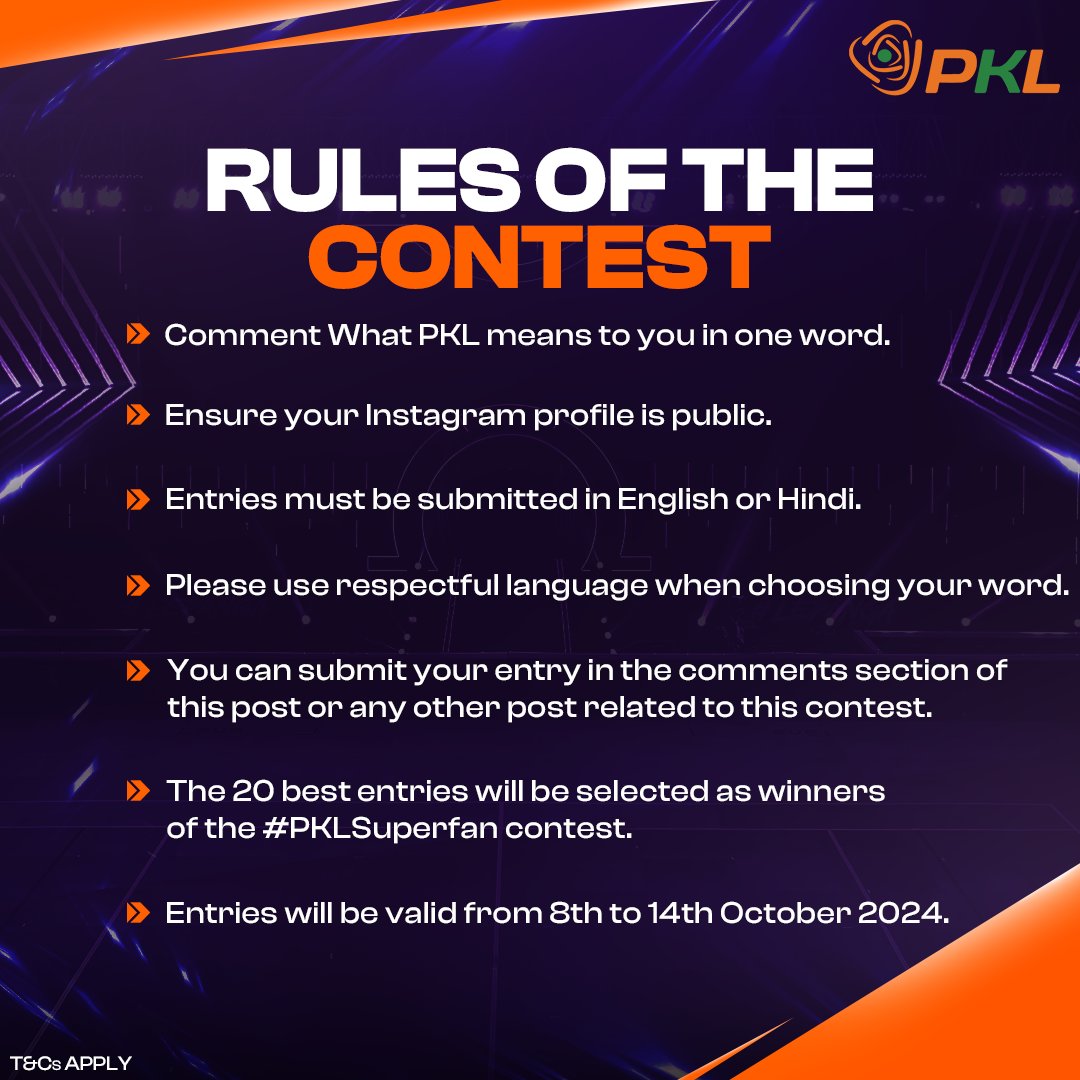 SUPERFANS! Don't let this opportunity slip away 🤩

Tell us what PKL means to you in one word, tag @prokabaddi, and don't forget to use #PKLSuperfan to enter 💬

*T&amp;Cs Apply - prokabaddi.com/pkl-super-fan-…

#ProKabaddi #PKL11 #ProKabaddiOnStar #LetsKabaddi