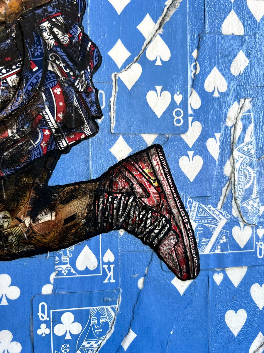 Air Time 🪽
Mixed media - playing cards and acrylic on wooden board

#airjordans #basketball #basketballart #mixedmedia #collage
