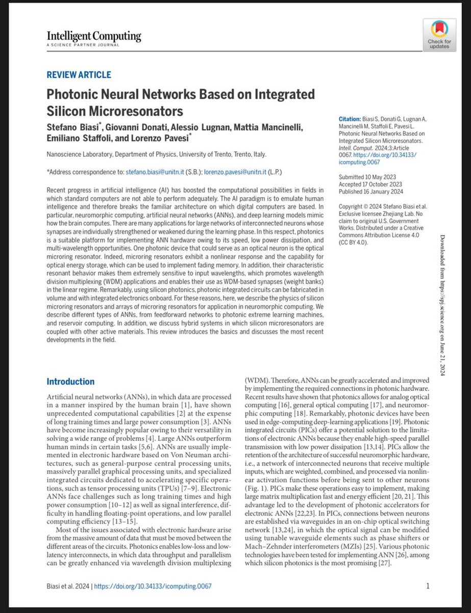F_K_Factor's tweet photo. Photonic Neural Networks Based on Integrated
Silicon Microresonators

https://t.co/8CYJsecfzE

https://t.co/rGbFyrK01O

#Optical_Computing
#Neural_Networks
#Photonic_Integrated_Circuits
#Analog_Computing https://t.co/xpk5XBm3OT