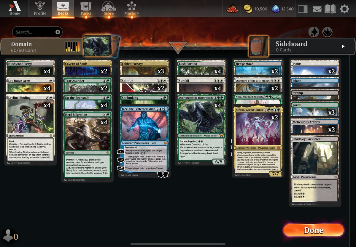 Zerotoad5's tweet image. Hit Mythic in Arena I am genuinely surprised how much fun I am having with standard.
Mono R, Bronze - Diamond
Domain, Diamond - Mythic 
Neither list is optimal I dont have the wildcards.