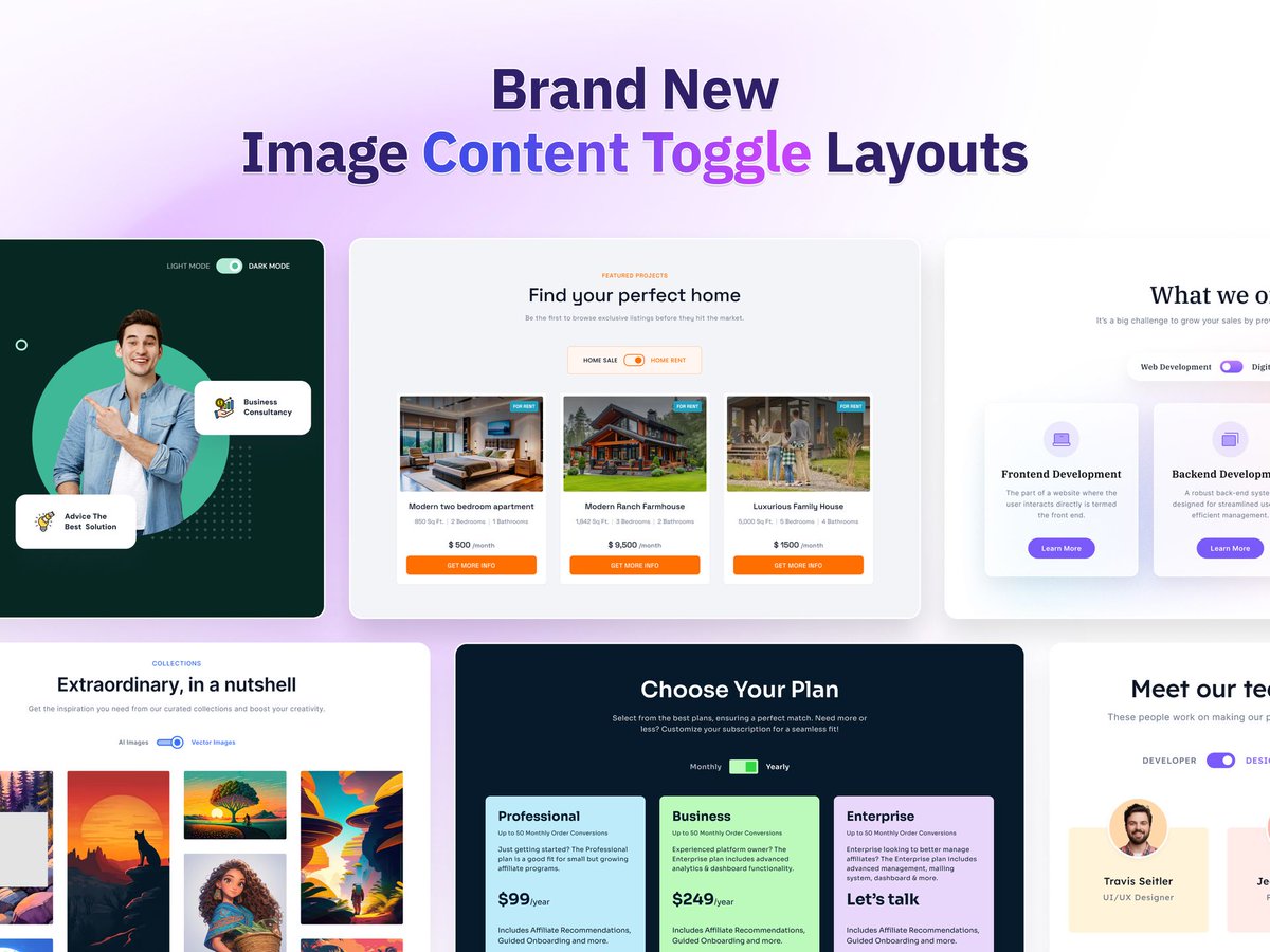 divi_next's tweet photo. The Content Toggle Module by Divi Essential lets users switch between sections like FAQs, pricing tables, or product features without cluttering your page.

👉 https://t.co/4mWpx5IMrf

#DiviEssential #ContentToggle #WebDesign #Divi #UIUX #DiviBuilder https://t.co/OrfMJ2I6Ij