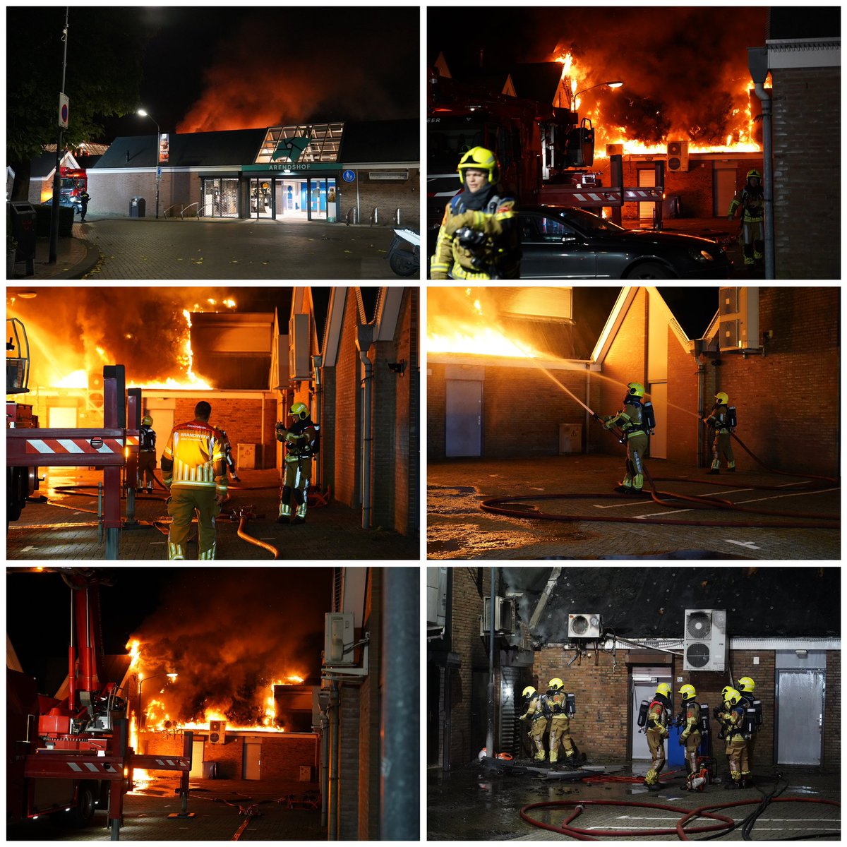 Zeer grote brand uitgebroken bij winkelcentrum Arendshof in Oosterhout